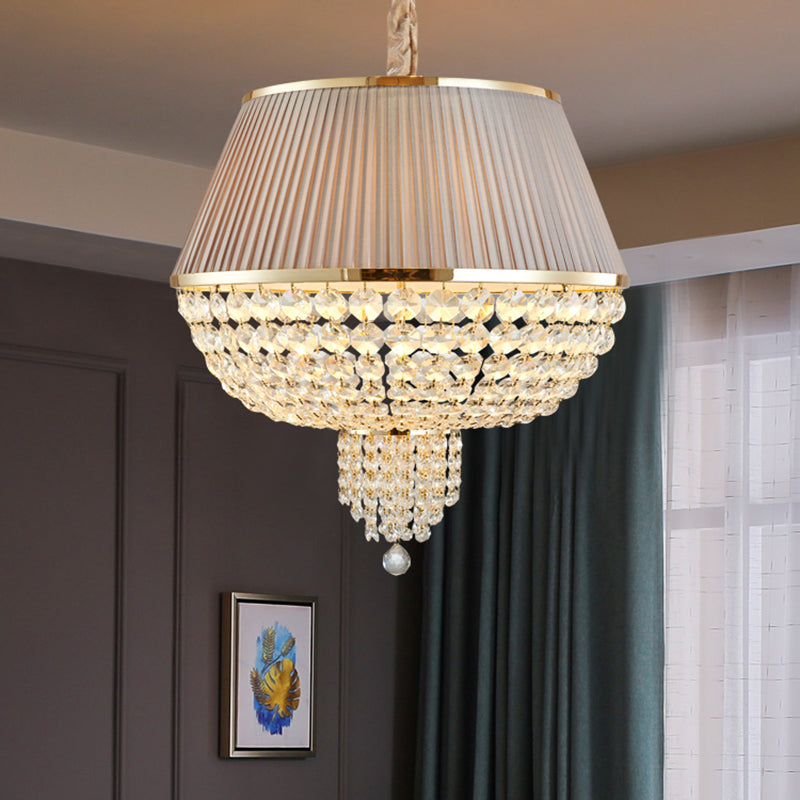 5 Lights Dome Ceiling Light Fixture Simple Style Blue/Gray Crystal Strand Chandelier Pendant Light Clearhalo 'Ceiling Lights' 'Chandeliers' Lighting' options 286914