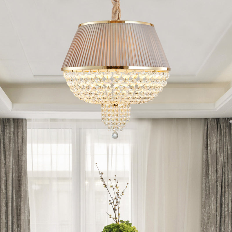 5 Lights Dome Ceiling Light Fixture Simple Style Blue/Gray Crystal Strand Chandelier Pendant Light Clearhalo 'Ceiling Lights' 'Chandeliers' Lighting' options 286916