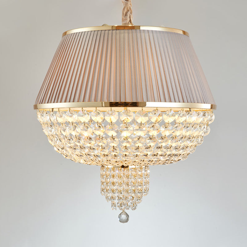 5 Lights Dome Ceiling Light Fixture Simple Style Blue/Gray Crystal Strand Chandelier Pendant Light Clearhalo 'Ceiling Lights' 'Chandeliers' Lighting' options 286917