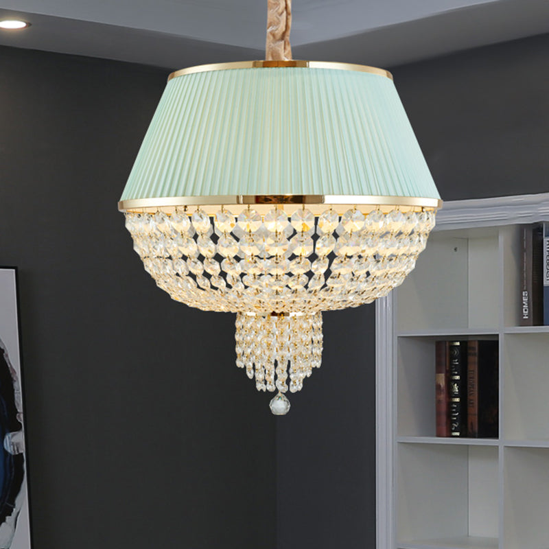 5 Lights Dome Ceiling Light Fixture Simple Style Blue/Gray Crystal Strand Chandelier Pendant Light Blue Clearhalo 'Ceiling Lights' 'Chandeliers' Lighting' options 286920_7d221d6a-69e6-40d3-ba03-e01c04b9a782
