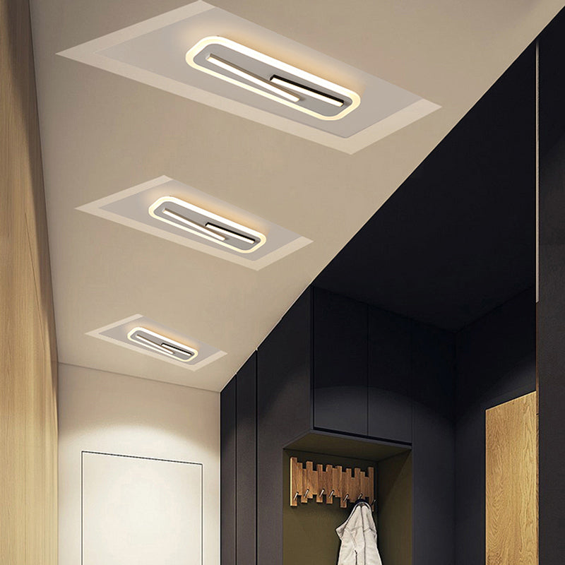 19.5"/23.5" Wide Rectangle Corridor Ceiling Light Fixture Acrylic Simple Style Black and White LED Flush Mount Lamp, Remote Control Stepless Dimming/White Light Clearhalo 'Ceiling Lights' 'Close To Ceiling Lights' 'Close to ceiling' 'Flush mount' Lighting' 287085