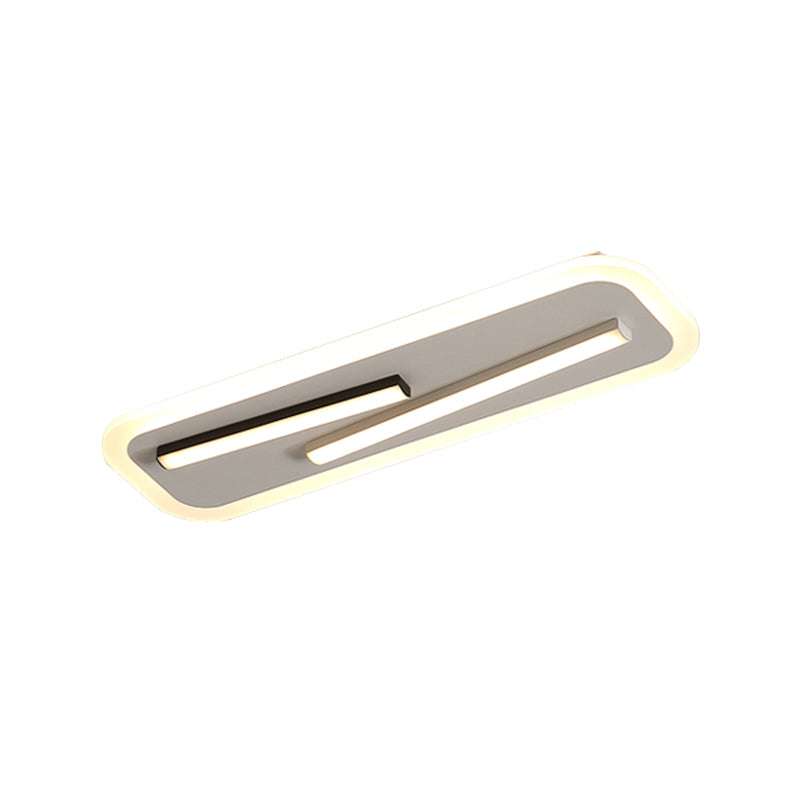 19.5"/23.5" Wide Rectangle Corridor Ceiling Light Fixture Acrylic Simple Style Black and White LED Flush Mount Lamp, Remote Control Stepless Dimming/White Light Clearhalo 'Ceiling Lights' 'Close To Ceiling Lights' 'Close to ceiling' 'Flush mount' Lighting' 287086