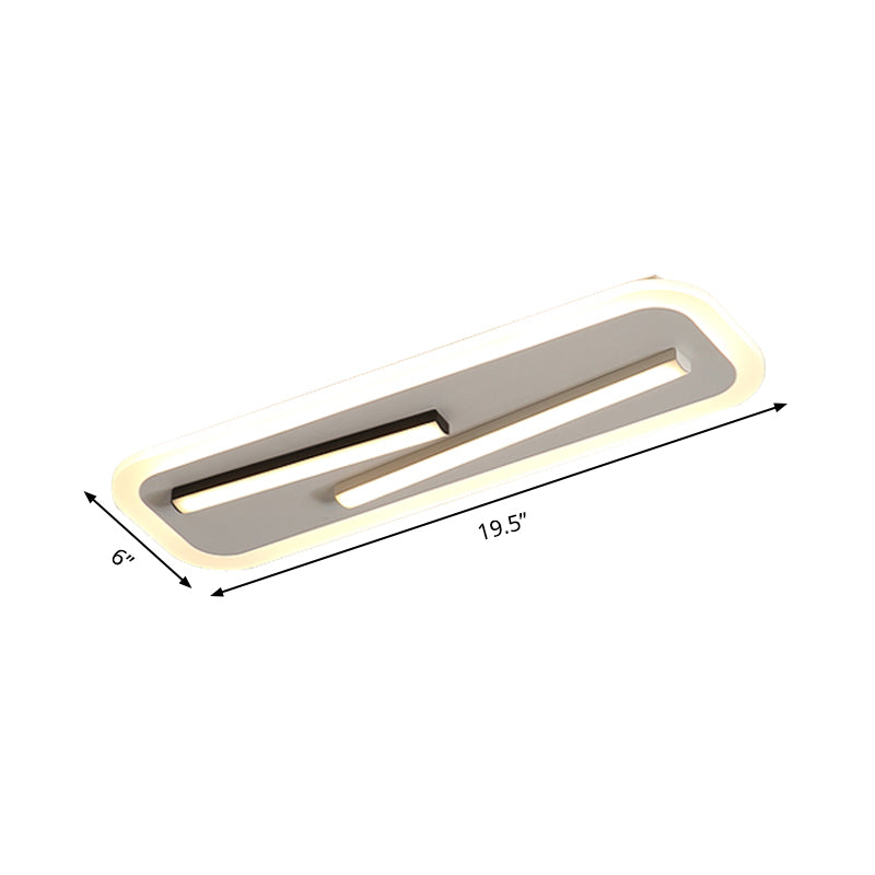 19.5"/23.5" Wide Rectangle Corridor Ceiling Light Fixture Acrylic Simple Style Black and White LED Flush Mount Lamp, Remote Control Stepless Dimming/White Light Clearhalo 'Ceiling Lights' 'Close To Ceiling Lights' 'Close to ceiling' 'Flush mount' Lighting' 287087