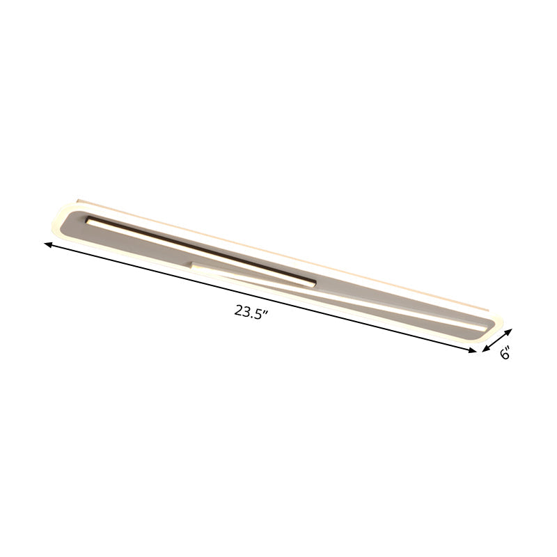 19.5"/23.5" Wide Rectangle Corridor Ceiling Light Fixture Acrylic Simple Style Black and White LED Flush Mount Lamp, Remote Control Stepless Dimming/White Light Clearhalo 'Ceiling Lights' 'Close To Ceiling Lights' 'Close to ceiling' 'Flush mount' Lighting' 287091