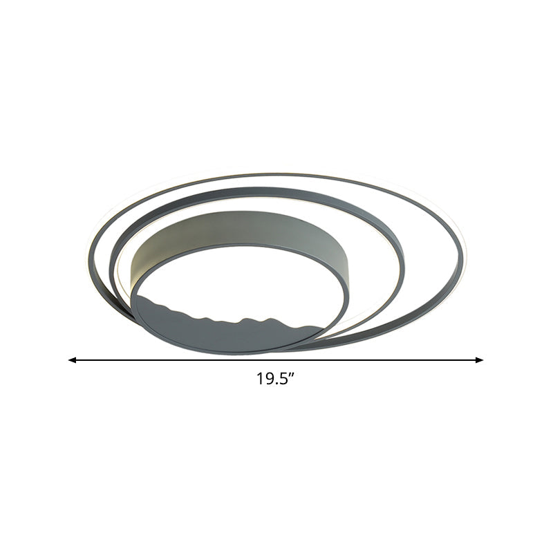 Drum Acrylic Flush Mount Fixture Macaron Grey/White 19.5"/23.5" Wide LED Ceiling Light for Bedroom Clearhalo 'Ceiling Lights' 'Close To Ceiling Lights' 'Close to ceiling' 'Flush mount' Lighting' 287175