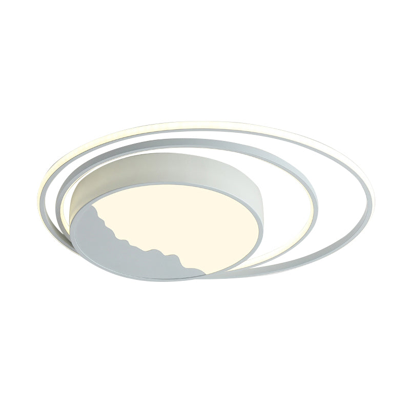 Drum Acrylic Flush Mount Fixture Macaron Grey/White 19.5"/23.5" Wide LED Ceiling Light for Bedroom Clearhalo 'Ceiling Lights' 'Close To Ceiling Lights' 'Close to ceiling' 'Flush mount' Lighting' 287180