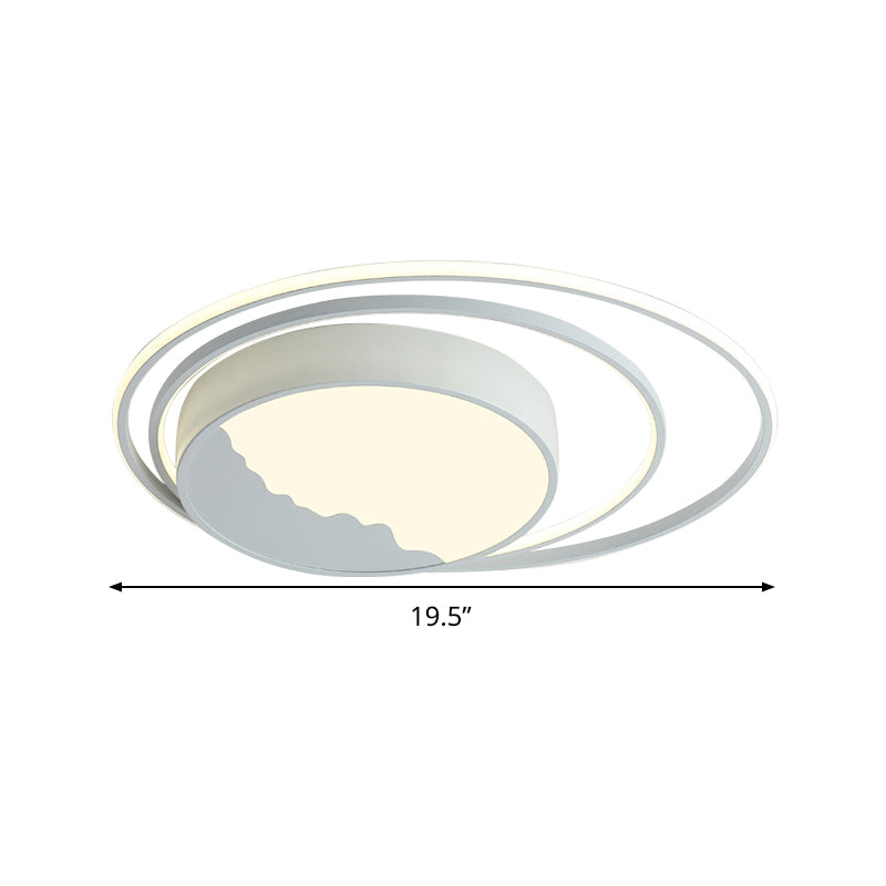 Drum Acrylic Flush Mount Fixture Macaron Grey/White 19.5"/23.5" Wide LED Ceiling Light for Bedroom Clearhalo 'Ceiling Lights' 'Close To Ceiling Lights' 'Close to ceiling' 'Flush mount' Lighting' 287181