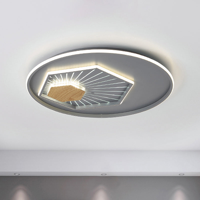 Gray Hexagon Flush Light Fixture Modernism Acrylic LED Ceiling Lamp in Warm/3 Color Light, 19.5"/23.5" Wide Clearhalo 'Ceiling Lights' 'Close To Ceiling Lights' 'Close to ceiling' 'Flush mount' Lighting' 287196