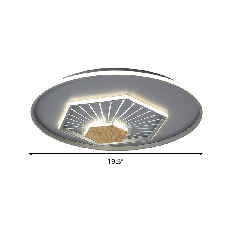 Gray Hexagon Flush Light Fixture Modernism Acrylic LED Ceiling Lamp in Warm/3 Color Light, 19.5"/23.5" Wide Clearhalo 'Ceiling Lights' 'Close To Ceiling Lights' 'Close to ceiling' 'Flush mount' Lighting' 287199
