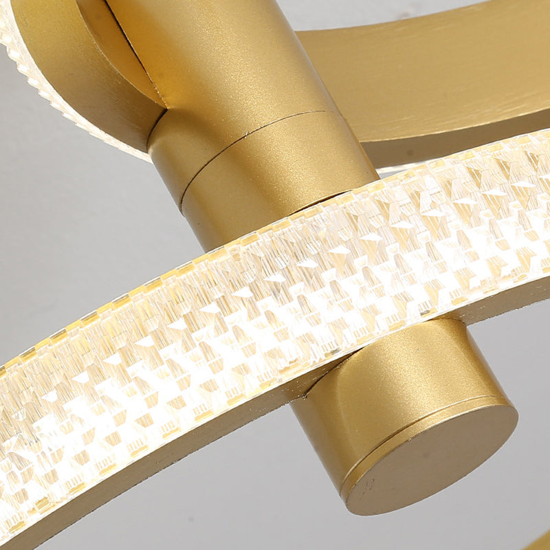 Dual Halo Ring Acrylic Semi Flush Light Modern Rotatable LED Golden Ceiling Lamp in Warm/White/Natural Light, 25.5"/33.5" L Clearhalo 'Ceiling Lights' 'Close To Ceiling Lights' 'Close to ceiling' 'Semi-flushmount' Lighting' 287497