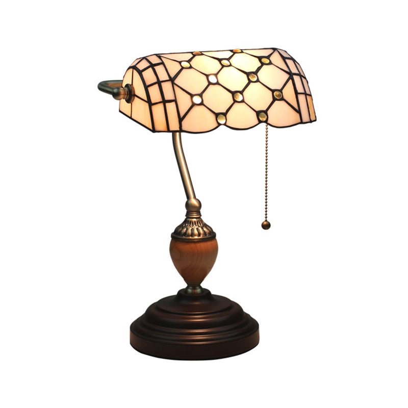 1 Light Beaded Table Light Tiffany Style Yellow/Blue Cut Glass Nightstand Lamp for Living Room Clearhalo 'Lamps' 'Table Lamps' Lighting' 287534