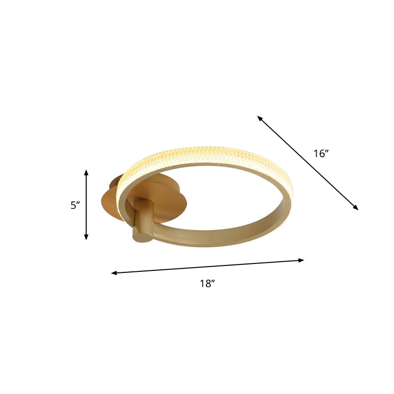 Minimalist LED Ceiling Ring Light 18"/22" W Acrylic Gold Bedroom Semi Flush Mount Lamp in Warm/White/Natural Light Clearhalo 'Ceiling Lights' 'Close To Ceiling Lights' 'Close to ceiling' 'Semi-flushmount' Lighting' 287560