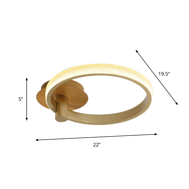 Minimalist LED Ceiling Ring Light 18"/22" W Acrylic Gold Bedroom Semi Flush Mount Lamp in Warm/White/Natural Light Clearhalo 'Ceiling Lights' 'Close To Ceiling Lights' 'Close to ceiling' 'Semi-flushmount' Lighting' 287561