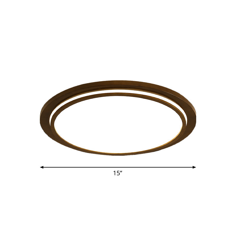Brown Dish Ceiling Light Modernity 15"/18"/23" Dia LED Wood Flush Mount Fixture in Natural Light Clearhalo 'Ceiling Lights' 'Close To Ceiling Lights' 'Close to ceiling' 'Flush mount' Lighting' 287814