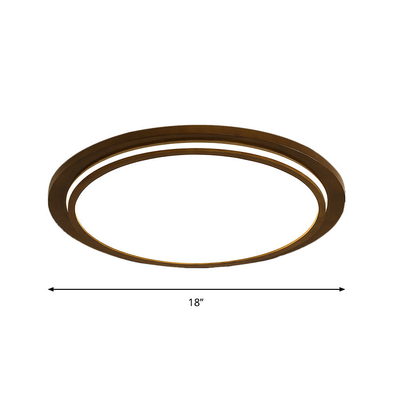 Brown Dish Ceiling Light Modernity 15"/18"/23" Dia LED Wood Flush Mount Fixture in Natural Light Clearhalo 'Ceiling Lights' 'Close To Ceiling Lights' 'Close to ceiling' 'Flush mount' Lighting' 287815