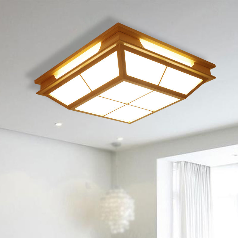 18"/21.5" W Beige Tapered Flush Light Contemporary LED Natural Wood Ceiling Lamp in Warm/White Light Wood Clearhalo 'Ceiling Lights' 'Close To Ceiling Lights' 'Close to ceiling' 'Flush mount' Lighting' 287838