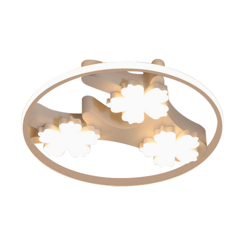 19.5"/23.5" Wide Acrylic Ring Ceiling Fixture Simple Style Black LED Flush Mount Lighting with Blossom Decoration Clearhalo 'Ceiling Lights' 'Close To Ceiling Lights' 'Close to ceiling' 'Flush mount' Lighting' 287926
