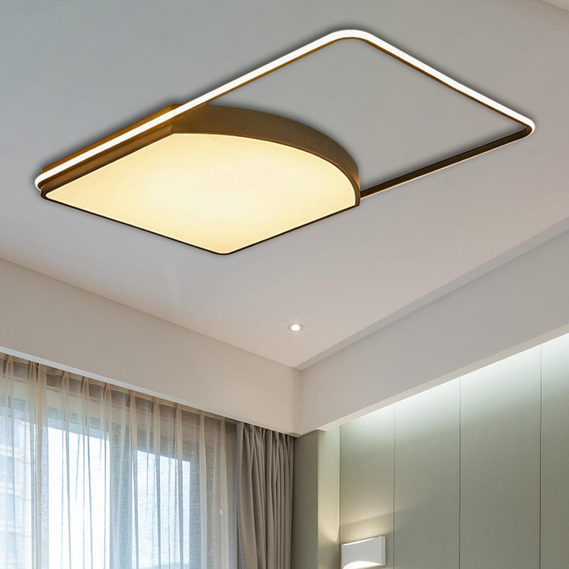 21.5"/37.5" Wide Geometric Flush Light Fixture Contemporary Acrylic Black LED Ceiling Lamp Black 37.5" Clearhalo 'Ceiling Lights' 'Close To Ceiling Lights' 'Close to ceiling' 'Flush mount' Lighting' 287954