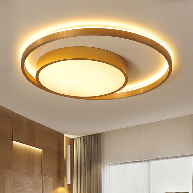 Metal Circular Ceiling Light Fixture Postmodern Gold 16"/23.5" Wide LED Flush Light in Warm/White Light Clearhalo 'Ceiling Lights' 'Close To Ceiling Lights' 'Close to ceiling' 'Flush mount' Lighting' 288008