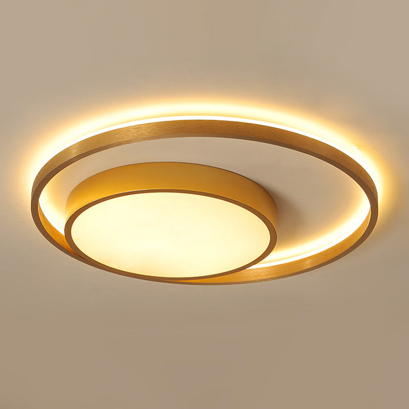 Metal Circular Ceiling Light Fixture Postmodern Gold 16"/23.5" Wide LED Flush Light in Warm/White Light Clearhalo 'Ceiling Lights' 'Close To Ceiling Lights' 'Close to ceiling' 'Flush mount' Lighting' 288010
