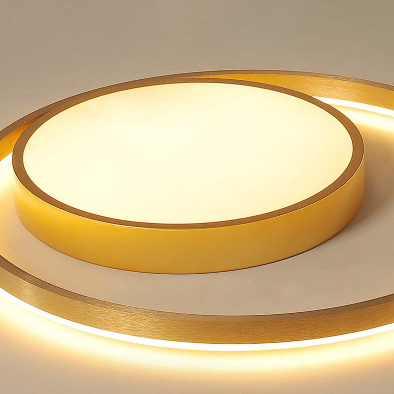 Metal Circular Ceiling Light Fixture Postmodern Gold 16"/23.5" Wide LED Flush Light in Warm/White Light Clearhalo 'Ceiling Lights' 'Close To Ceiling Lights' 'Close to ceiling' 'Flush mount' Lighting' 288013