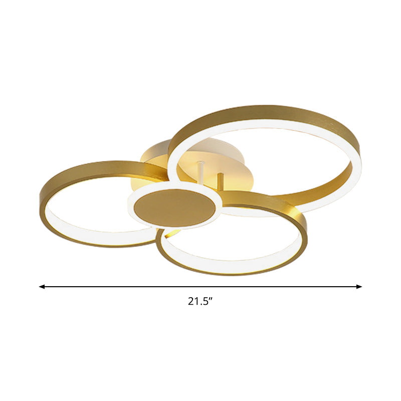 Round Semi-Flush Mount Modernism Acrylic LED Gold Ceiling Light Fixture in Warm/White Light Clearhalo 'Ceiling Lights' 'Close To Ceiling Lights' 'Close to ceiling' 'Semi-flushmount' Lighting' 288018