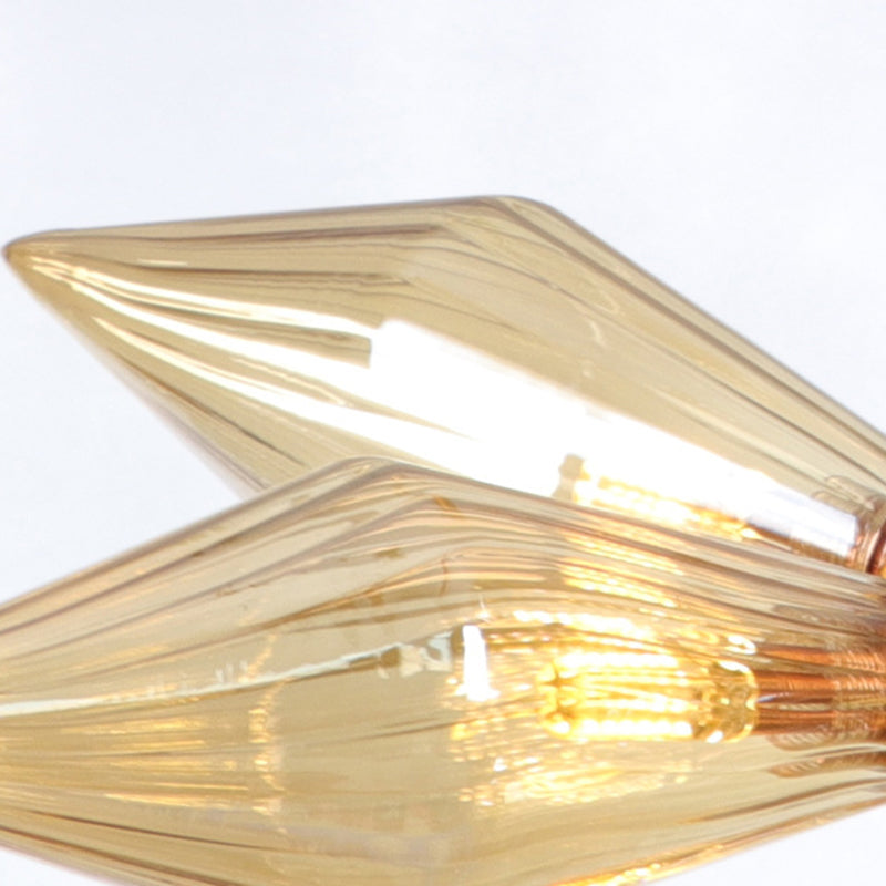 Amber Glass Diamond Chandelier Modernism 9/12 Heads Rose Gold Ceiling Pendant Light for Living Room Clearhalo 'Ceiling Lights' 'Chandeliers' 'Glass shade' 'Glass' 'Modern Chandeliers' 'Modern' Lighting' 288076