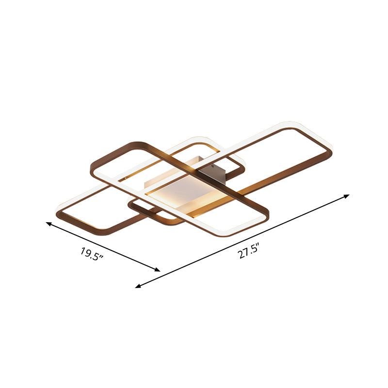Rectangle Flushmount Modernist Acrylic LED Brown Ceiling Light Fixture in Warm/White Light, 27.5"/41" Wide Clearhalo 'Ceiling Lights' 'Close To Ceiling Lights' 'Close to ceiling' 'Flush mount' Lighting' 288117