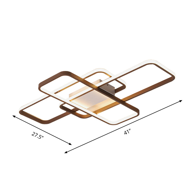 Rectangle Flushmount Modernist Acrylic LED Brown Ceiling Light Fixture in Warm/White Light, 27.5"/41" Wide Clearhalo 'Ceiling Lights' 'Close To Ceiling Lights' 'Close to ceiling' 'Flush mount' Lighting' 288118