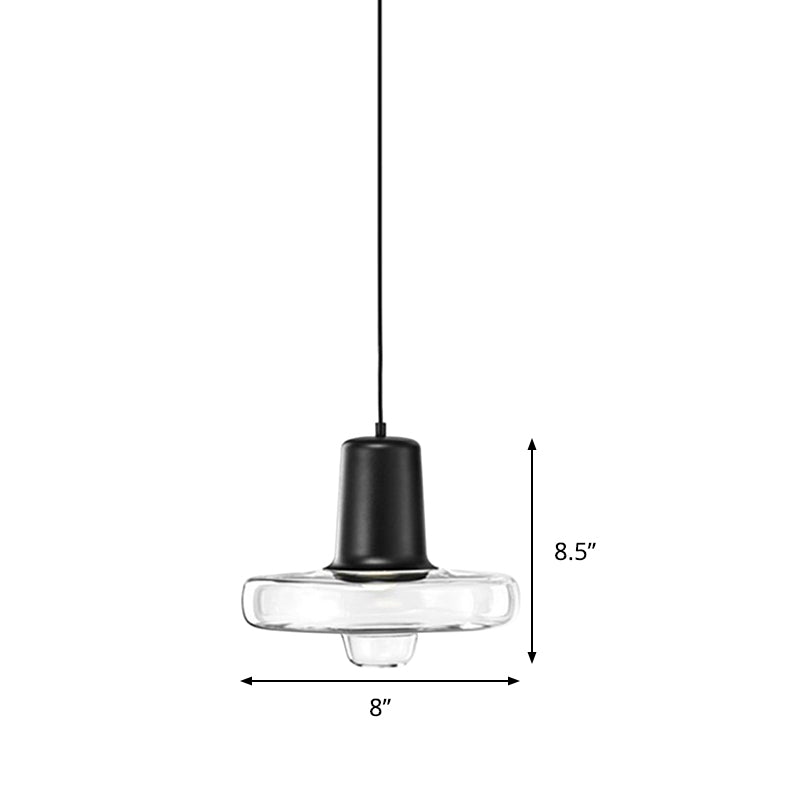 Gyro Hanging Pendant Light Contemporary Clear Glass 1 Light Black/Champagne/Rose Gold Suspension Light, 8"/10.5"/13" Wide Clearhalo 'Ceiling Lights' 'Chandeliers' 'Glass shade' 'Glass' 'Modern Pendants' 'Modern' 'Pendant Lights' 'Pendants' Lighting' 288208