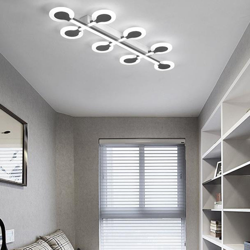 Circle Flush Mount Contemporary Acrylic 8/10/12 Bulbs 31.5"/39"/47" Wide Brown Close to Ceiling Lamp in Warm/White Light Clearhalo 'Ceiling Lights' 'Close To Ceiling Lights' 'Close to ceiling' 'Flush mount' Lighting' 288306