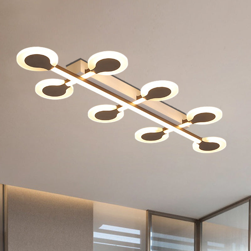 Circle Flush Mount Contemporary Acrylic 8/10/12 Bulbs 31.5"/39"/47" Wide Brown Close to Ceiling Lamp in Warm/White Light Brown 31.5" Warm Clearhalo 'Ceiling Lights' 'Close To Ceiling Lights' 'Close to ceiling' 'Flush mount' Lighting' 288307