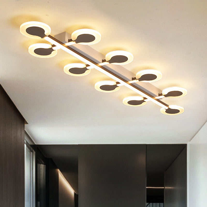 Circle Flush Mount Contemporary Acrylic 8/10/12 Bulbs 31.5"/39"/47" Wide Brown Close to Ceiling Lamp in Warm/White Light Brown 39" Clearhalo 'Ceiling Lights' 'Close To Ceiling Lights' 'Close to ceiling' 'Flush mount' Lighting' 288310