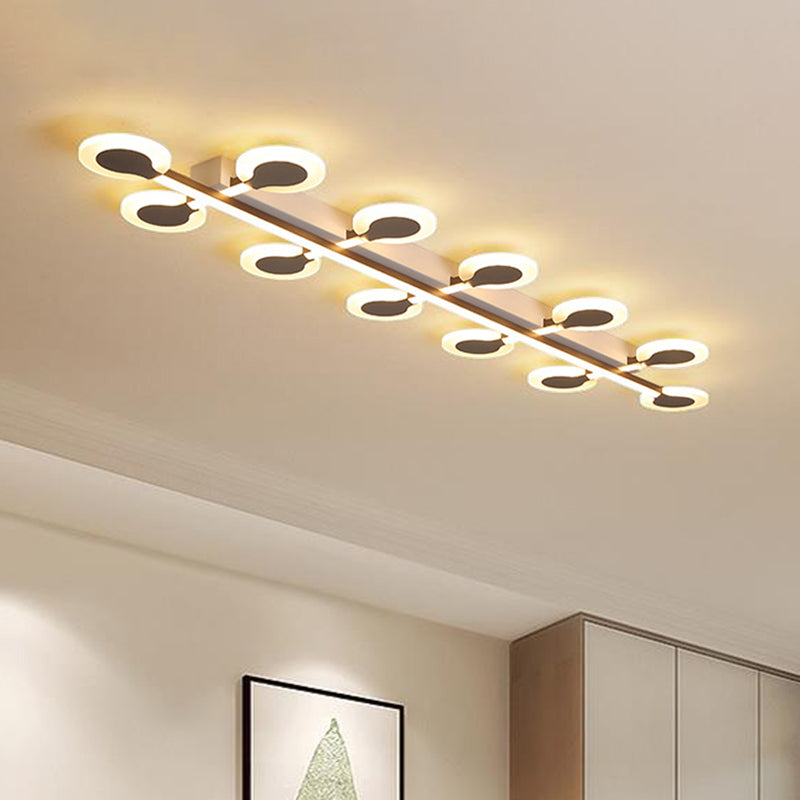 Circle Flush Mount Contemporary Acrylic 8/10/12 Bulbs 31.5"/39"/47" Wide Brown Close to Ceiling Lamp in Warm/White Light Brown 47" Warm Clearhalo 'Ceiling Lights' 'Close To Ceiling Lights' 'Close to ceiling' 'Flush mount' Lighting' 288314