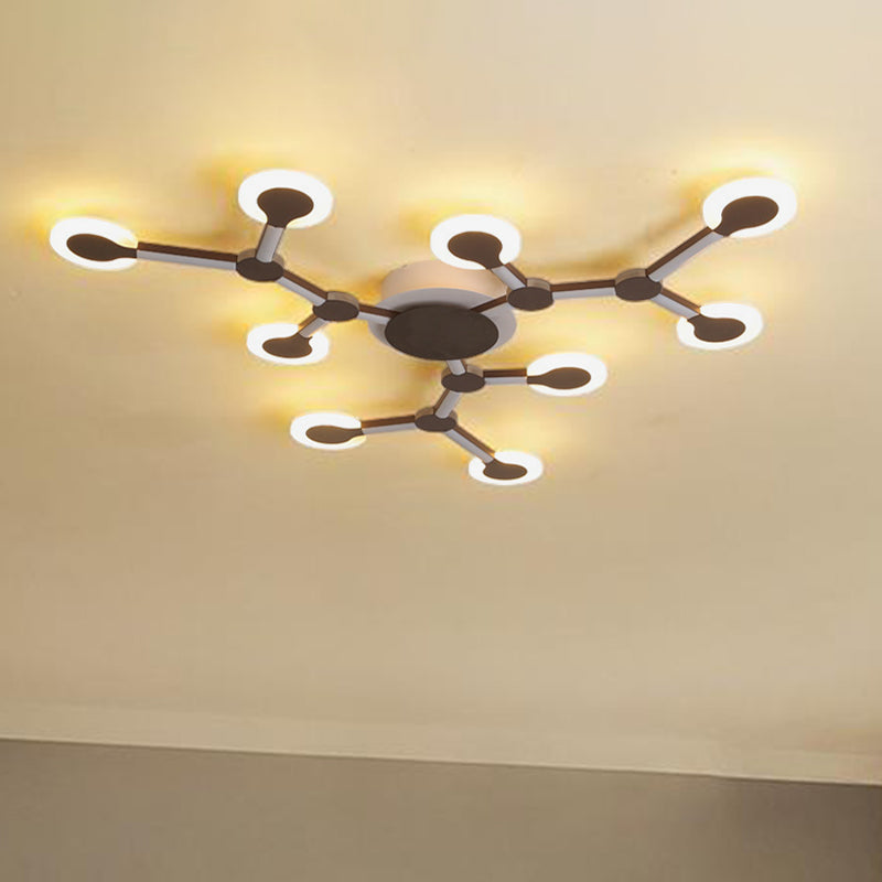 Starburst Flushmount Minimalist Acrylic 33.5"/39" Wide 9/12 Heads Brown Ceiling Mount Light Fixture in Warm/White Light Clearhalo 'Ceiling Lights' 'Close To Ceiling Lights' 'Close to ceiling' 'Flush mount' Lighting' 288357
