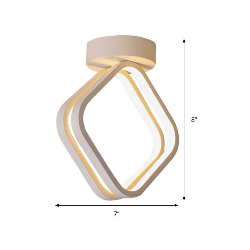 Acrylic Rhombus Flush Mount Lighting Minimalist Black/White LED Ceiling Light, Warm/White/3 Color Light Clearhalo 'Ceiling Lights' 'Close To Ceiling Lights' 'Close to ceiling' 'Flush mount' Lighting' 288434