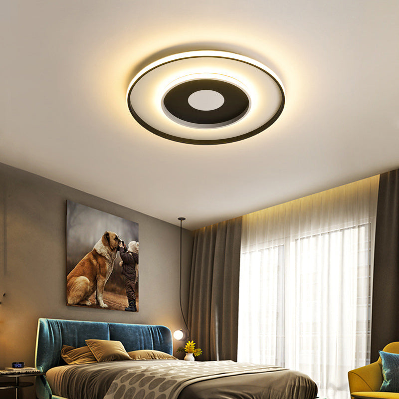 Acrylic Circle Ceiling Lighting Modern Black 18"/23.5" Wide Flush Light Fixture in Warm/White/3 Color Light Clearhalo 'Ceiling Lights' 'Close To Ceiling Lights' 'Close to ceiling' 'Flush mount' Lighting' 288569