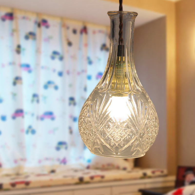 Clear Prism Glass Bottle Pendant Light Fixture Modern 1 Light Hanging Ceiling Light for Dining Room Clearhalo 'Ceiling Lights' 'Chandeliers' 'Glass shade' 'Glass' 'Modern Pendants' 'Modern' 'Pendant Lights' 'Pendants' Lighting' 288749