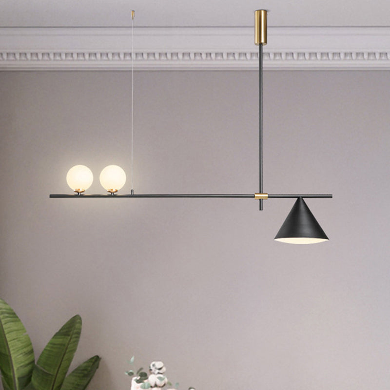 Metal Cone Island Light Contemporary 3 Heads Dining Room Hanging Ceiling Light in Gold/Black Clearhalo 'Ceiling Lights' 'Glass shade' 'Glass' 'Island Lights' 'Pendant Lights' Lighting' 288869