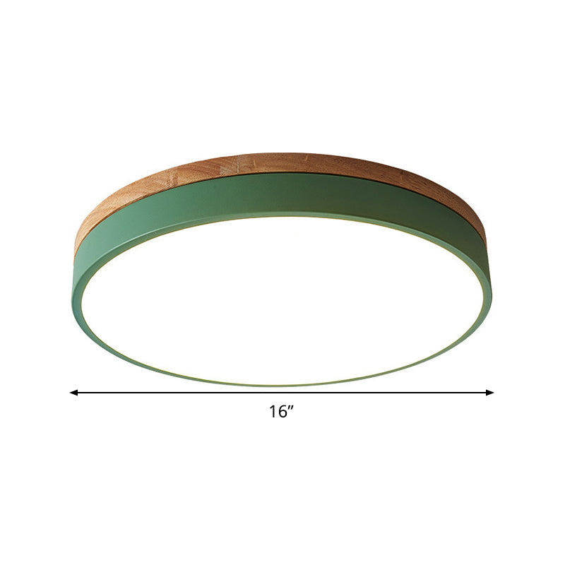 Circular Flush Mount Modern Metal 12"/16"/19.5" Wide LED Green Close to Ceiling Lighting with Acrylic Diffuser Clearhalo 'Ceiling Lights' 'Close To Ceiling Lights' 'Close to ceiling' 'Flush mount' Lighting' 289171