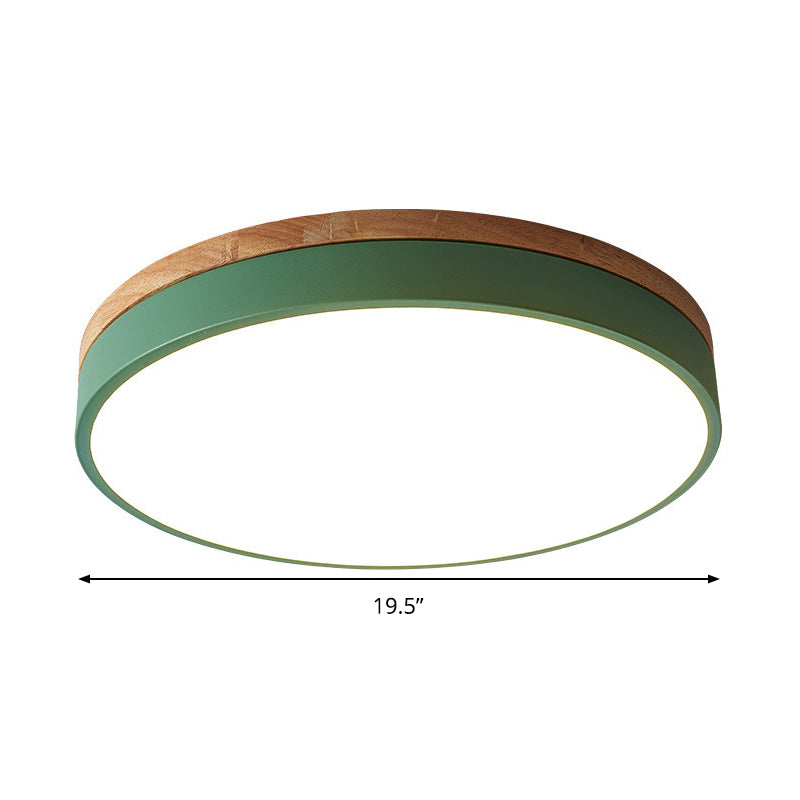 Circular Flush Mount Modern Metal 12"/16"/19.5" Wide LED Green Close to Ceiling Lighting with Acrylic Diffuser Clearhalo 'Ceiling Lights' 'Close To Ceiling Lights' 'Close to ceiling' 'Flush mount' Lighting' 289172