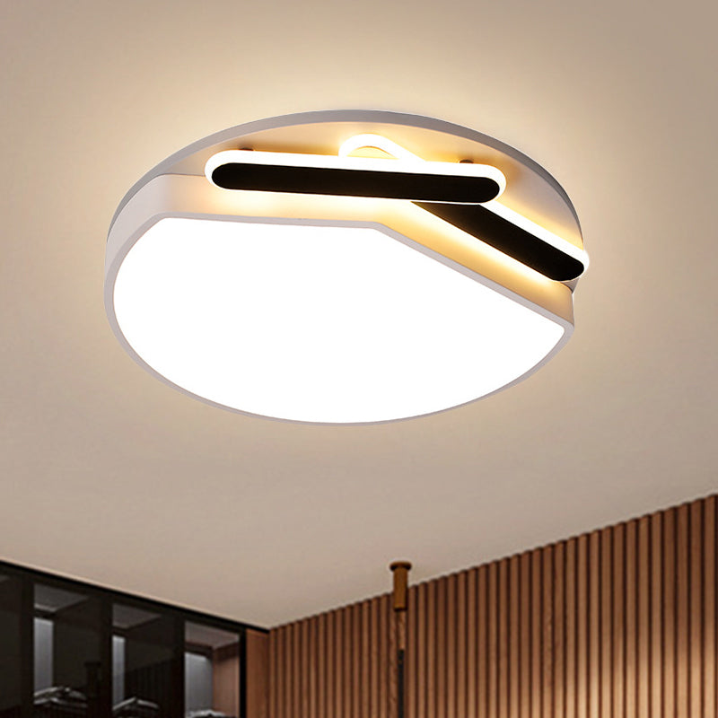 Round Metal Ceiling Mounted Fixture Contemporary Gold/Black and White 16.5"/20.5" Wide LED Ceiling Light in Warm/White Light/Remote Control Stepless Dimming Black-White Clearhalo 'Ceiling Lights' 'Close To Ceiling Lights' 'Close to ceiling' 'Flush mount' Lighting' 289206