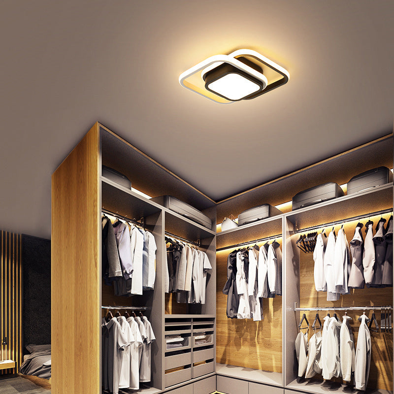 Black Round/Square Ceiling Light Fixture Contemporary Metal LED Flush Light in Warm/White/3 Color Light Clearhalo 'Ceiling Lights' 'Close To Ceiling Lights' 'Close to ceiling' 'Flush mount' Lighting' 289396