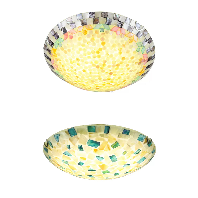 Tiffany Ceiling Light, Medium Flush Mount Light Fixture with Mosaic Bowl Shade for Bedroom Clearhalo 'Ceiling Lights' 'Close To Ceiling Lights' 'Close to ceiling' 'Flush mount' Lighting' 2895