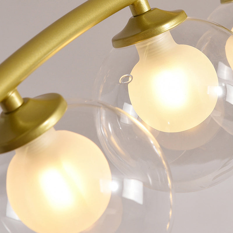 Metal Arc Design Chandelier Lighting Modernist Style 5/7/9 Lights Ceiling Pendant Light with Clear/White Glass Ball Shade Clearhalo 'Ceiling Lights' 'Chandeliers' 'Clear' 'Glass shade' 'Glass' 'Industrial' 'Modern Chandeliers' 'Modern' 'Tiffany' 'Traditional Chandeliers' Lighting' 289504