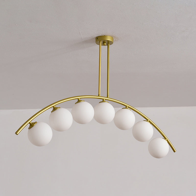 Metal Arc Design Chandelier Lighting Modernist Style 5/7/9 Lights Ceiling Pendant Light with Clear/White Glass Ball Shade Clearhalo 'Ceiling Lights' 'Chandeliers' 'Clear' 'Glass shade' 'Glass' 'Industrial' 'Modern Chandeliers' 'Modern' 'Tiffany' 'Traditional Chandeliers' Lighting' 289512