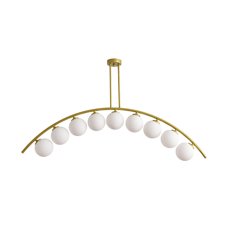 Metal Arc Design Chandelier Lighting Modernist Style 5/7/9 Lights Ceiling Pendant Light with Clear/White Glass Ball Shade Clearhalo 'Ceiling Lights' 'Chandeliers' 'Clear' 'Glass shade' 'Glass' 'Industrial' 'Modern Chandeliers' 'Modern' 'Tiffany' 'Traditional Chandeliers' Lighting' 289521