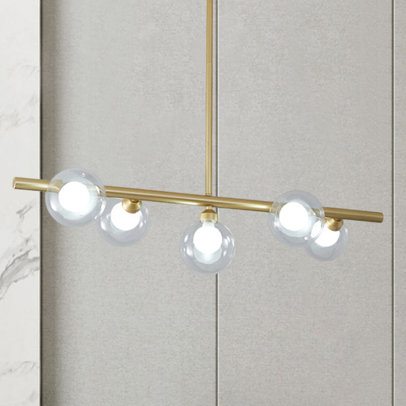 Bubble Clear Glass Island Ceiling Light Modern Style 5/6 Lights Black/Gold Finish Pendant Light Fixture for Dining Room Clearhalo 'Ceiling Lights' 'Close To Ceiling Lights' 'Glass shade' 'Glass' 'Island Lights' Lighting' 290075