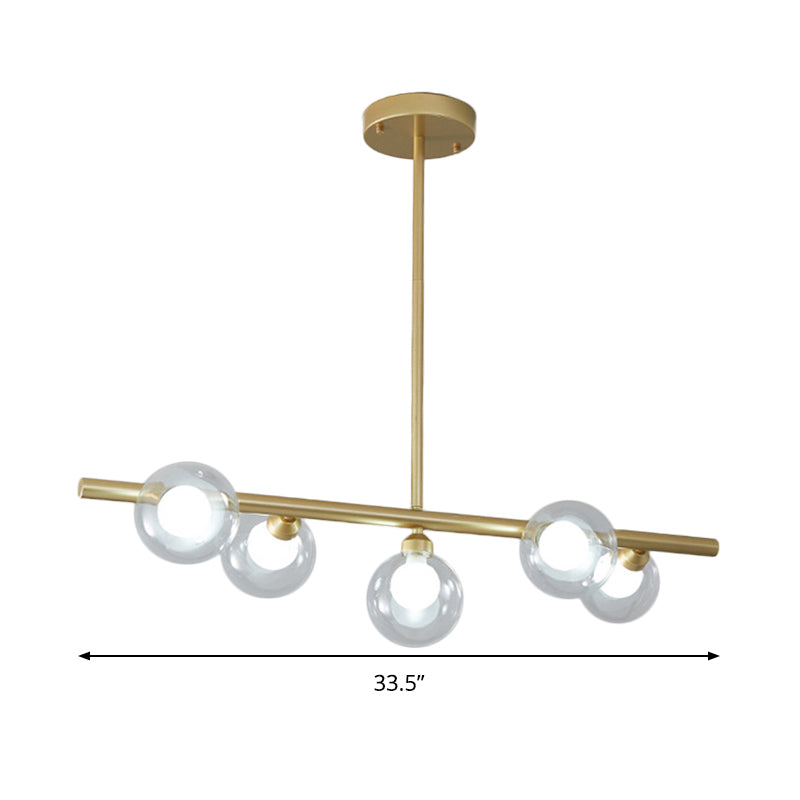 Bubble Clear Glass Island Ceiling Light Modern Style 5/6 Lights Black/Gold Finish Pendant Light Fixture for Dining Room Clearhalo 'Ceiling Lights' 'Close To Ceiling Lights' 'Glass shade' 'Glass' 'Island Lights' Lighting' 290078