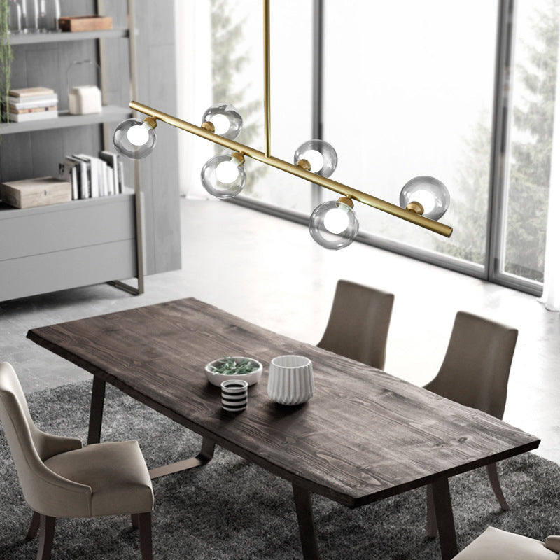 Bubble Clear Glass Island Ceiling Light Modern Style 5/6 Lights Black/Gold Finish Pendant Light Fixture for Dining Room Clearhalo 'Ceiling Lights' 'Close To Ceiling Lights' 'Glass shade' 'Glass' 'Island Lights' Lighting' 290080
